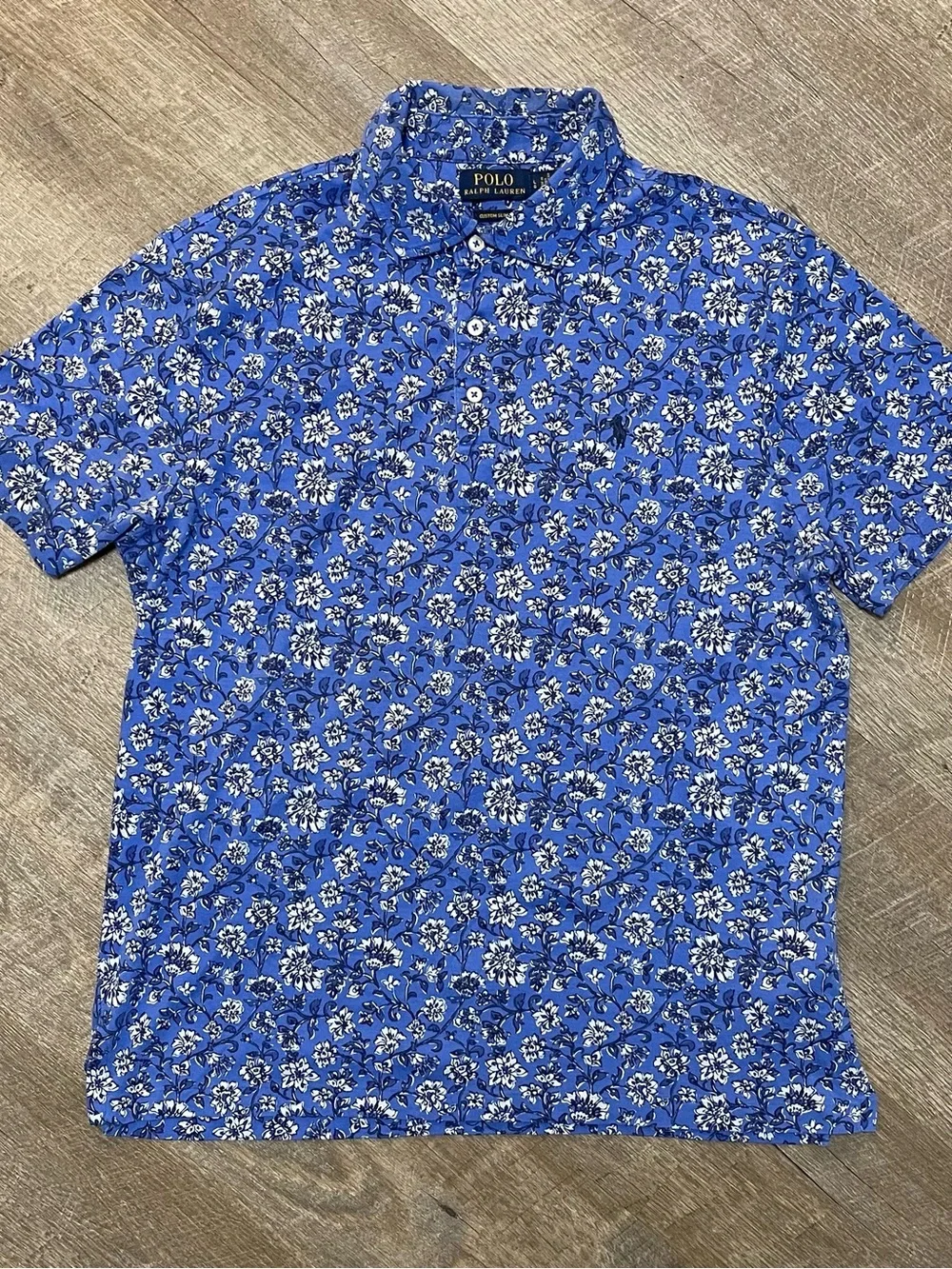 Polo Ralph Lauren Blue Floral all over Short-Sleeve Polo Shirt large
